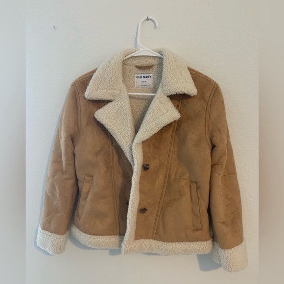 Old Navy Girls Tan Sherpa Coat - Picture 3 of 10